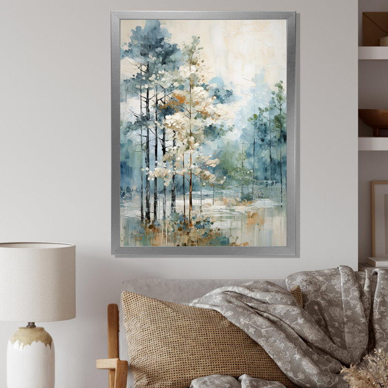 Pin, forêt enchantée II - Pin, art mural, Cadre photo unique, H 32 po x l 16 po, Argent argent