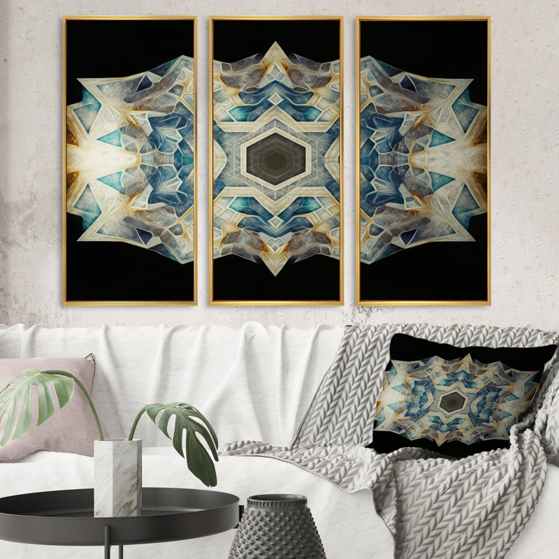 Sacrée géométrie dans des tons de couleurs rétro - impression sur toile 3 pièces, H 32 po x l 48 po x P 1 po