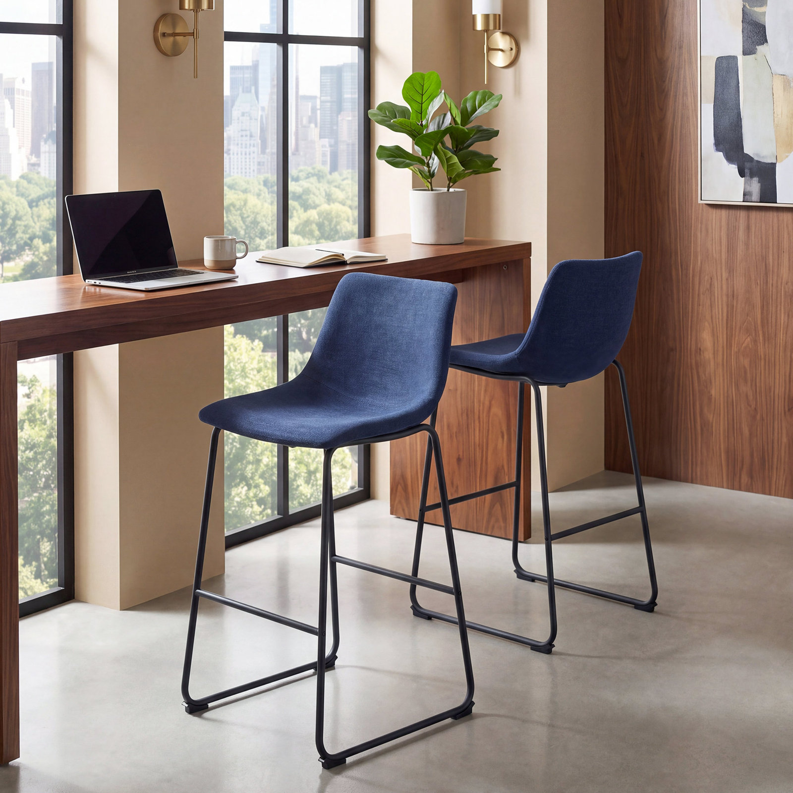 Anke Bar and Counter Stool, Bar Stool (29" Seat Height), Blue
