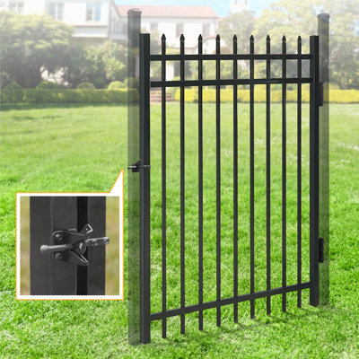 5FT H X 4FT W Heavy Duty Pinnacle Fence Gate, Metal Garden Fence Gate