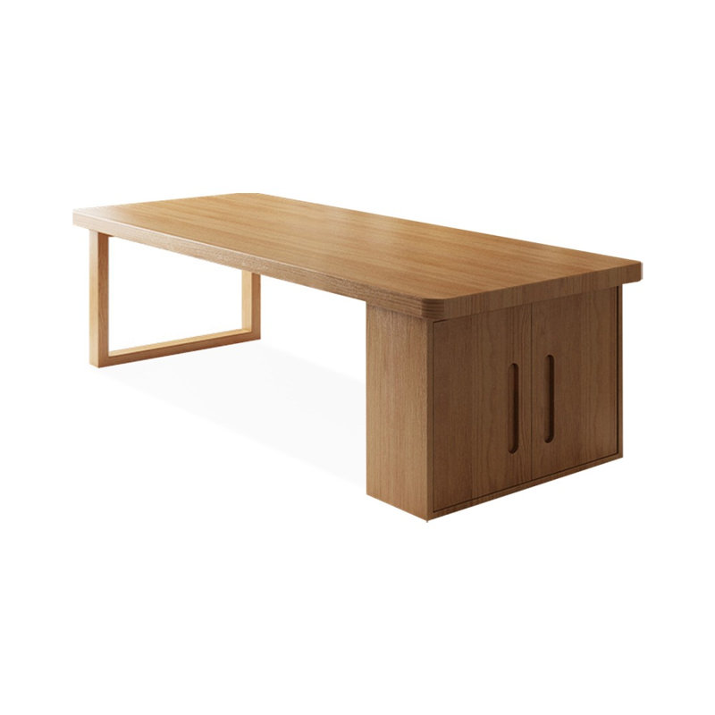 Bureau rectangulaire brun en bois massif, H 29,53 po x l 78,74 po x P 31,5 po