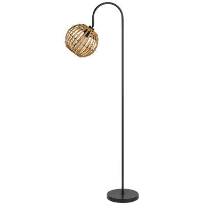 60W Worcrest Downbridge Metal Floor Lamp 62.5"H With Bamboo Shade