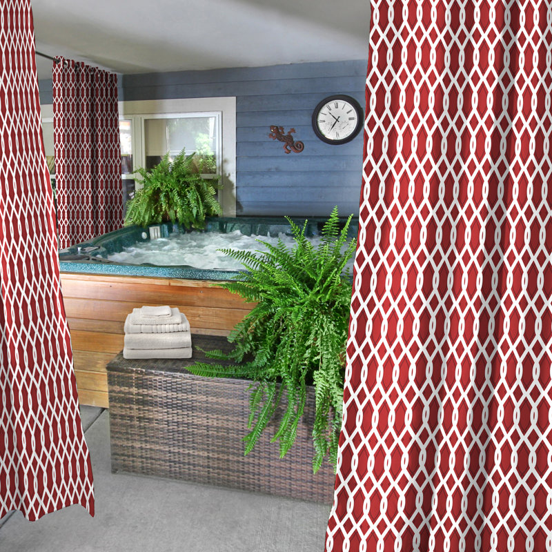 Solid 54" x 84" Grommet Semi-Sheer Outdoor Curtain Panel, Geometric Pompei, 54" W x 84" L