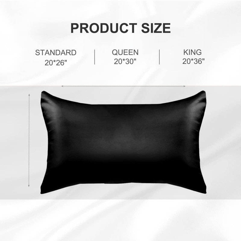 Silk LIke Pillowcase Bed Pillow Covers, Breathable, Skin-Friendly, Twin, Black