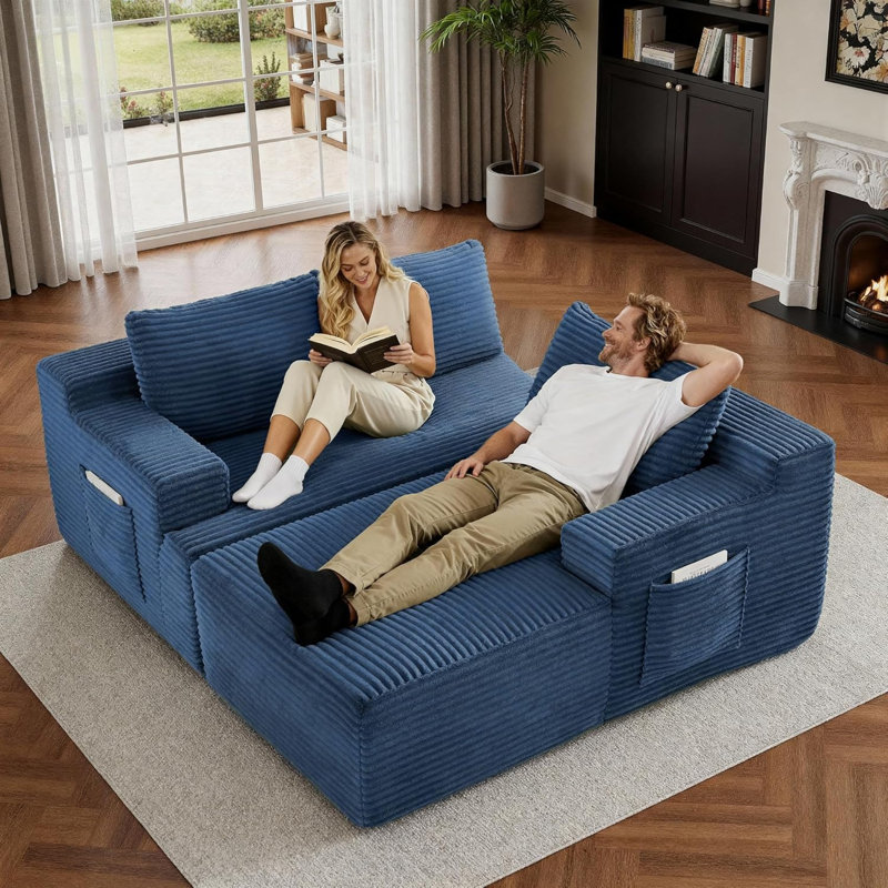 Boneless 96" Sectional Couches for Living Room Fluffy Cloud Couch Sofa with Deep Seat Upholstered Boneless Couchs Modern Modular Sectional Couch with Chaise