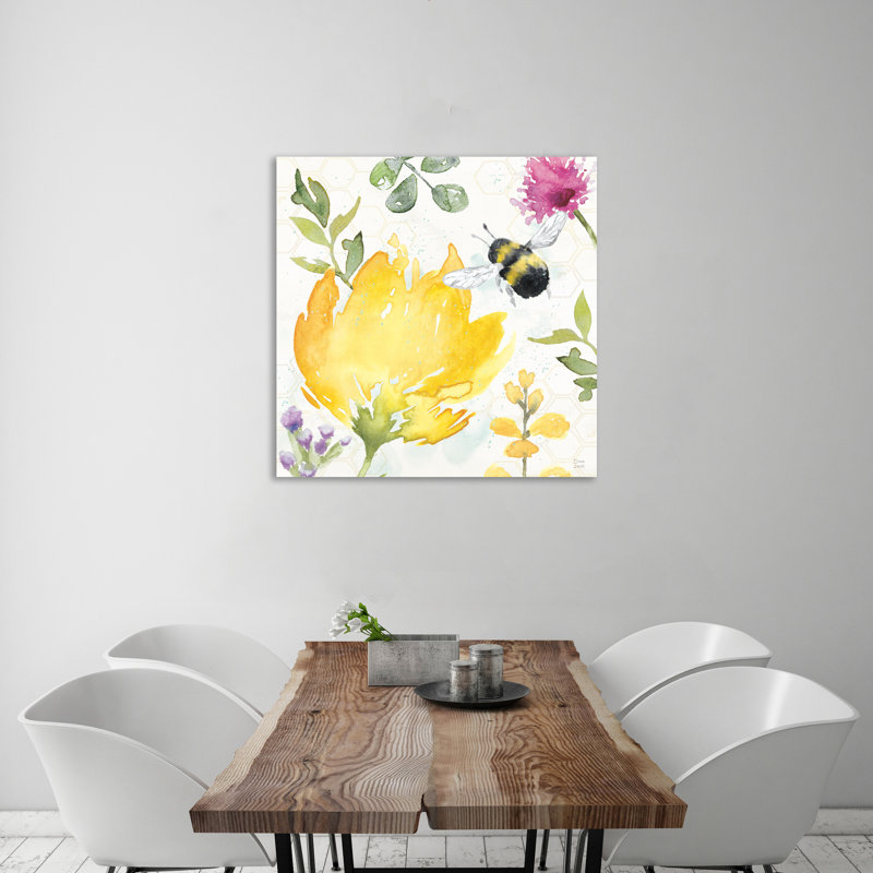 "Bee Harmony II", toile tendue par Dina June, H 36 po x l 36 po x P 1,5 po