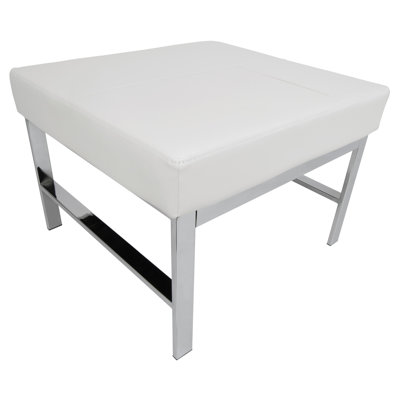 Atlas Modern Chrome and Leather Ottoman