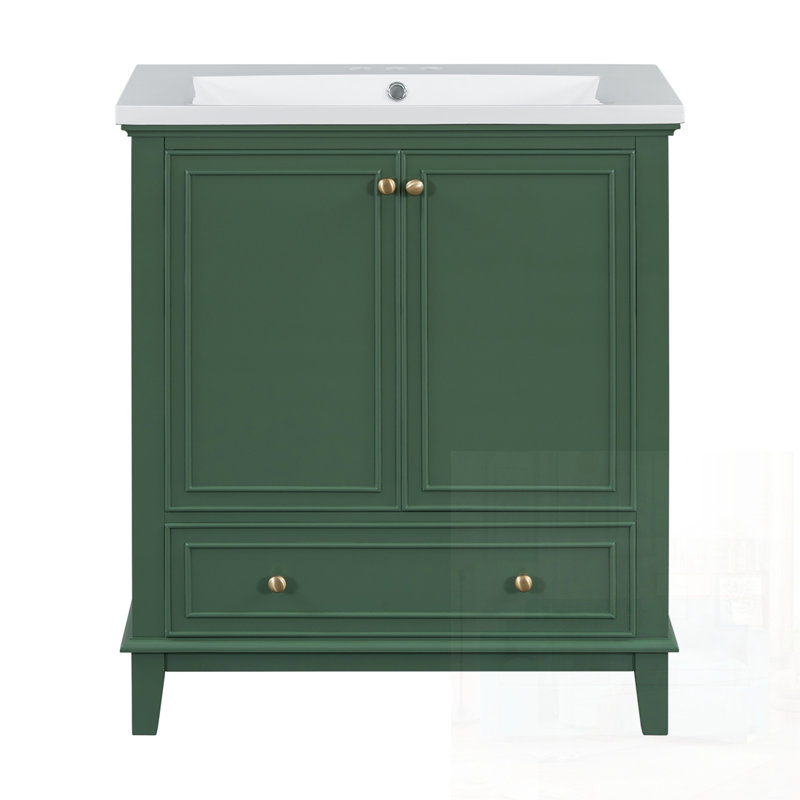 Naleah 30.01 Single Bathroom Vanity with Top, Green