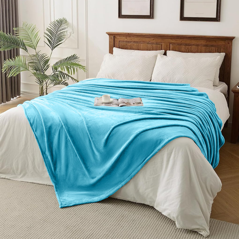 Plush Mink Fleece Blanket – Ultra-Soft, Lightweight Throw For All Seasons, 130cm x 150cm, Light Blue