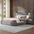 Velvet Queen Upholstered Bed with Built-in Reading Lamp & USB Port, Wide Headboard, Grey
