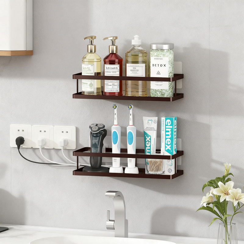 Organisateur de paniers de rangement mural, support à bacs suspendus en fil métallique pour l'organisation du garde-manger de la cuisine, tablette peu encombrante pour les essentiels de décoration intérieure (paquet de 2)