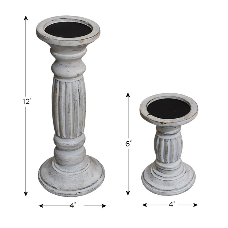 Chandelle de table en bois 2 pièces