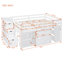 Lit mezzanine double avec bureau d'écriture rétractable et 3 tiroirs, lit mezzanine en bois avec escalier de rangement et tablettes, blanc