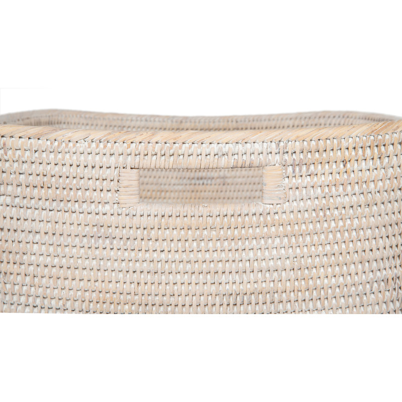 Panier en rotin Everard, Blanc délavé