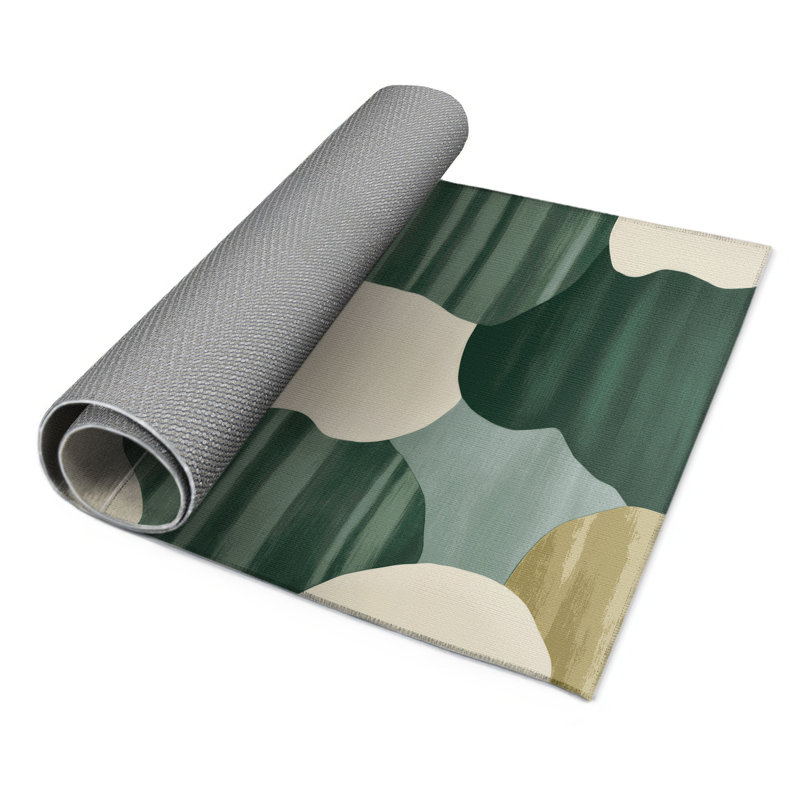 Tapis intérieur et extérieur vert Watercolor, Rectangle 9 pi x 12 pi