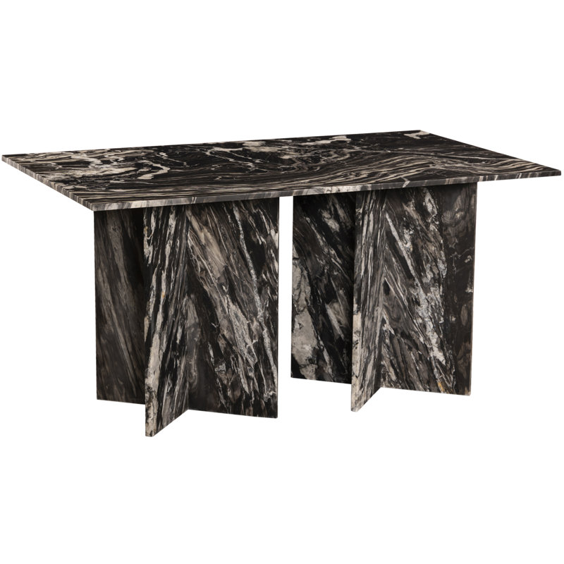 Verona Genuine Marble Dining Table, Black, 60"  L x 36" W