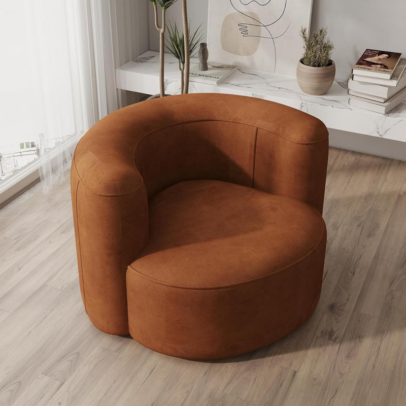Fauteuil d'appoint à dossier courbé en velours, Brown, 2 Pack