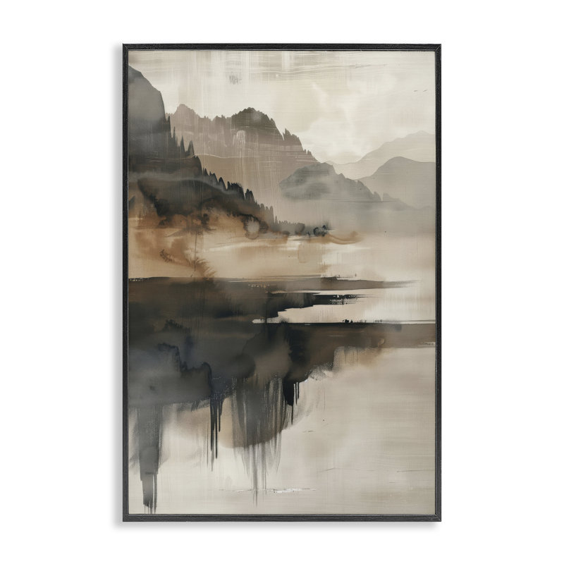 Giclée encadrée de montagne à couches superposées, design par LSR Creative Studio, Giclée encadrée noir minuit