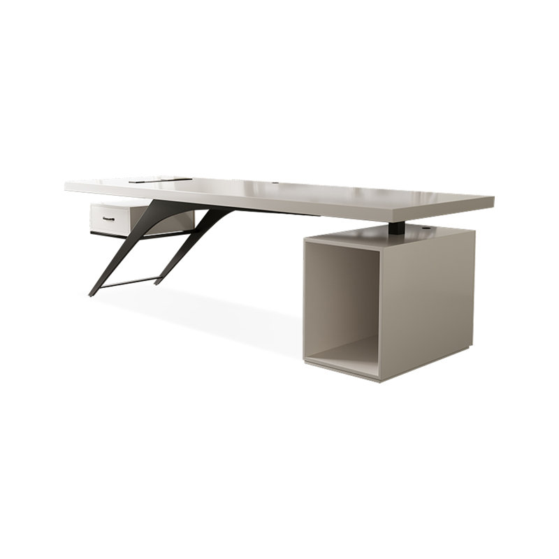 Bureau blanc rectangulaire en bois massif avec 1 tiroir, bureau