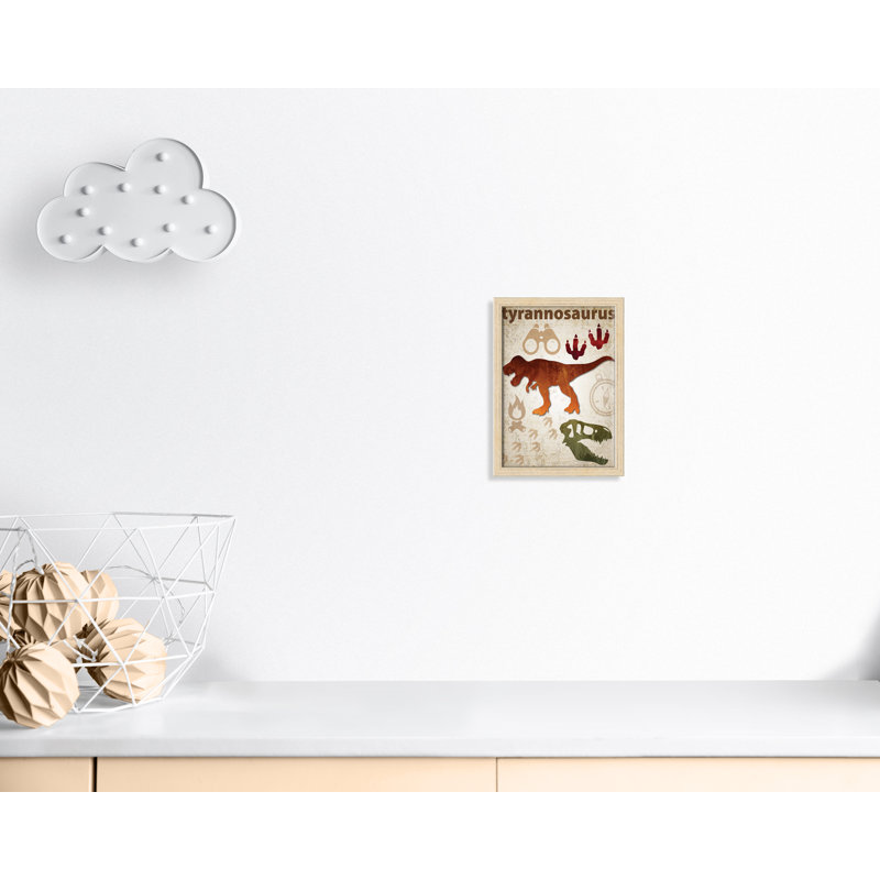 Adhésif décoratif dinosaures - 01 pi, H 15 po x l 11 po x P 1,1875 po, Encadré de boîte beige