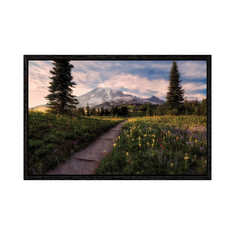 Alpine Path by Dennis Frates - Print on Canvas, Black Framed, 45.72cm H x 66.04cm W x 3.81cm D