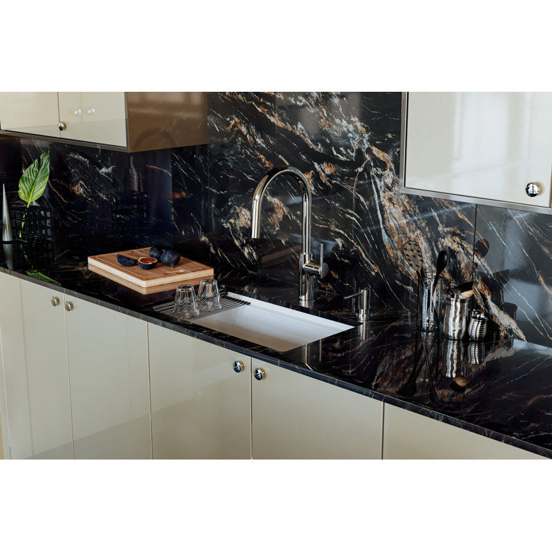 Allia 33" Fireclay Undermount Chef/Workstation Sink, Pergame