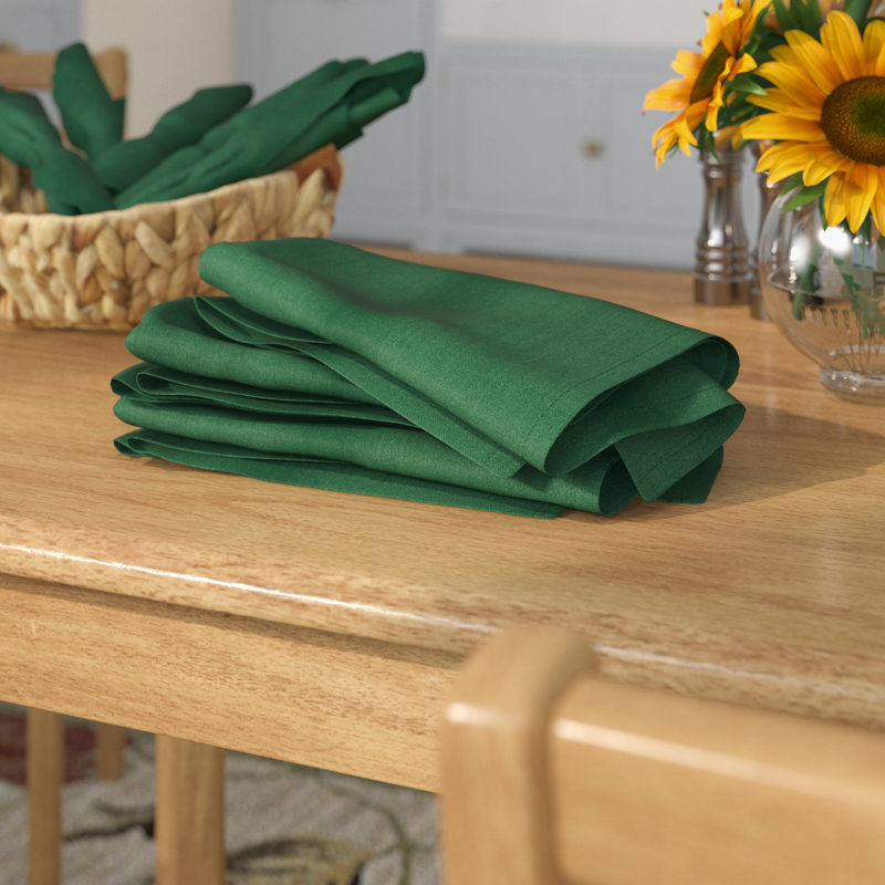 Aurora Buffet 12 Piece Cotton Napkin Set, Dark Green