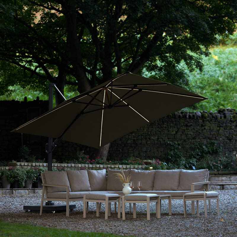 Cerena 300cm Lighted Cantilever Parasol, Green