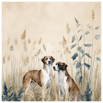 Tapis de bain Deux chiens dans l'herbe