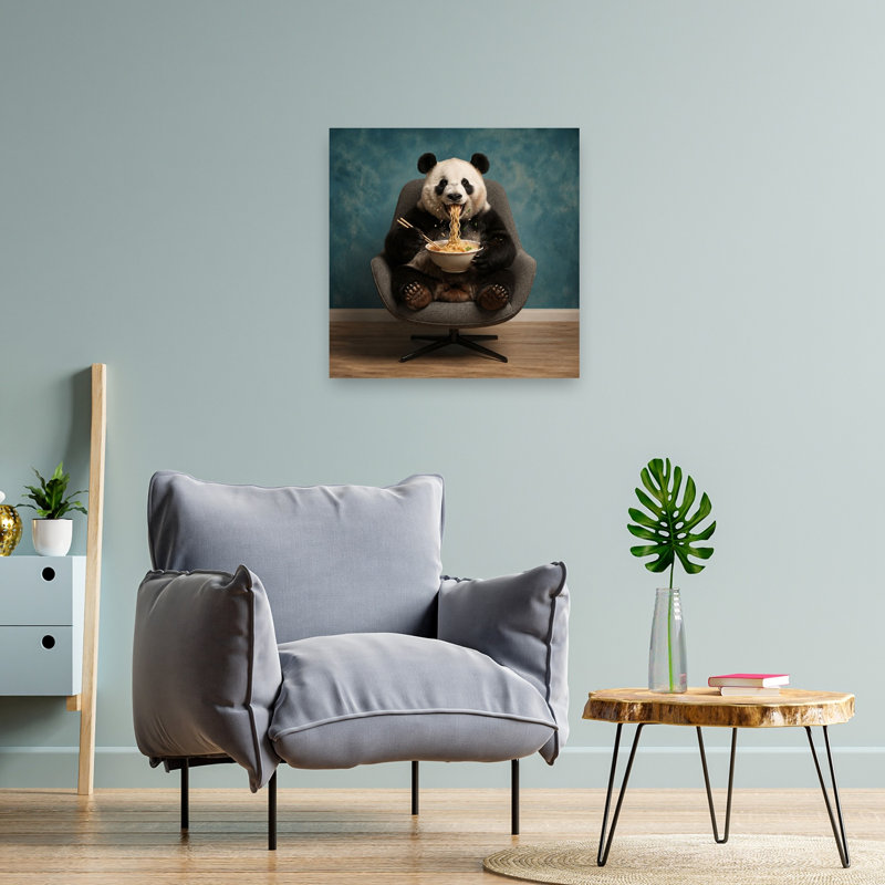 Drôle de panda Ramen, panda ludique moderne, impression murale, H 24 po x l 24 po