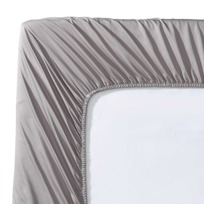 Ensemble de draps en satin CVC Vera Wang T800, Ensemble de draps pour grand lit avec 2 taies d'or, Taupe
