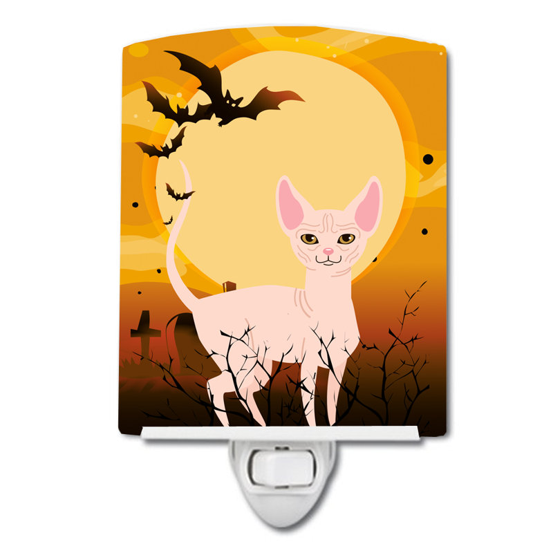 Éclairage de nuit en céramique pour chat Halloween