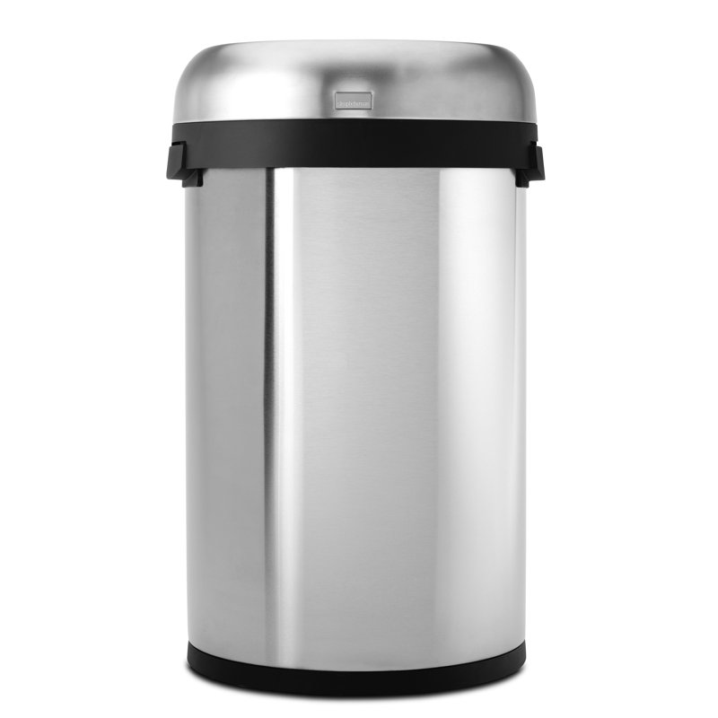 Simplehuman 60L Semi-Round Open Office Bin, Brushed Heavy-Gauge Stainless Steel