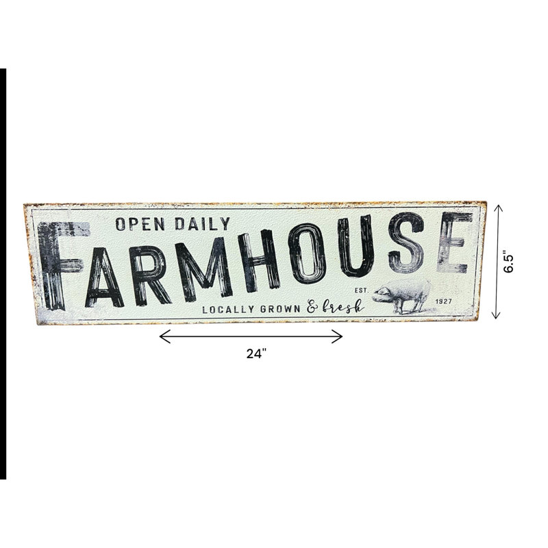 Open Daily Farmhouse Distressed Metal Sign