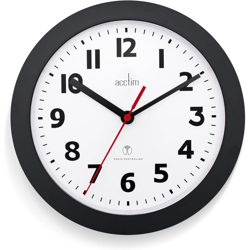 Acctim Parona Wall Clock Radio Controlled, 23 x 23 x 4cm, Black