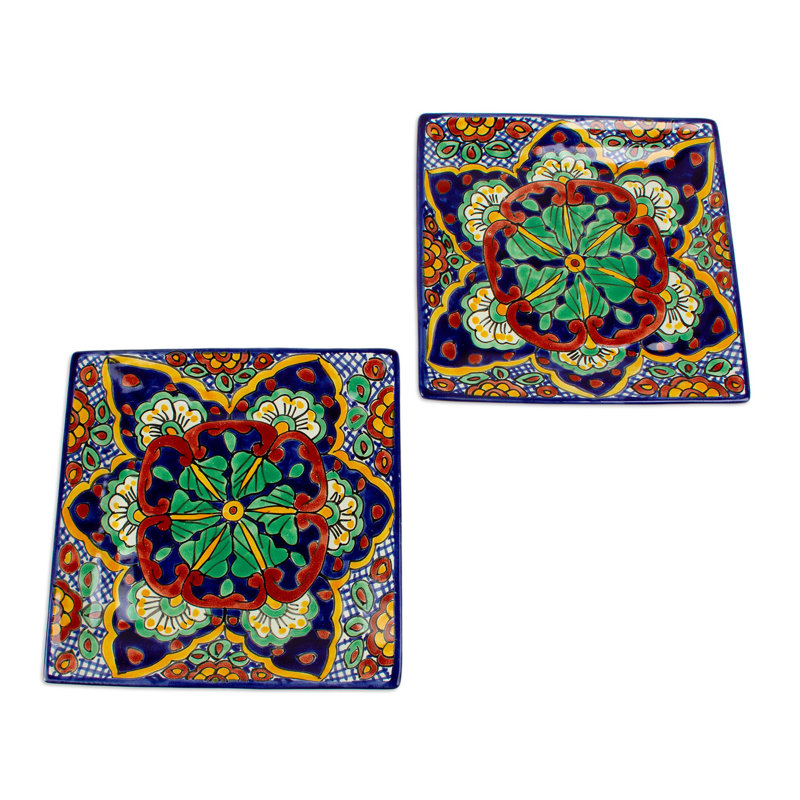 Bungalow Rose Handmade Hidalgo Square Ceramic Dinner Plates (Pair)