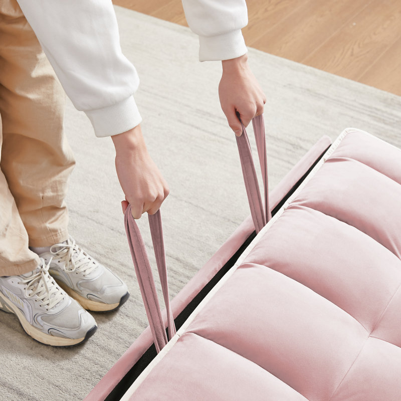 Accoudoir carré en velours Willabelle 54,72 po, Velours rose