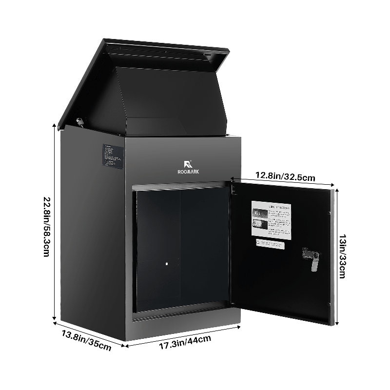 Roomark Parcel Drop Boxes For Outside 22.83" X 17.32" X 13.78", Durable Galvanized Steel, Theft-Deterrent Design, Water-Resistant, Anti-Scratch Outdoor Mailbox With Coded Lock For Porch Or Curbside