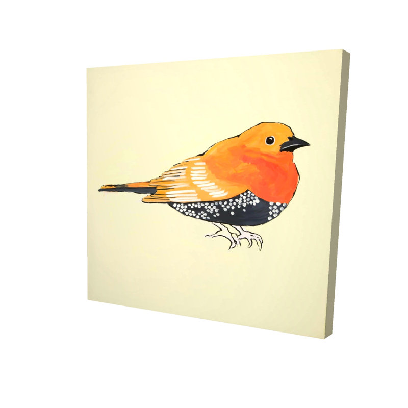 Illustration d'un petit oiseau orange - décor de toile de salon Plumes