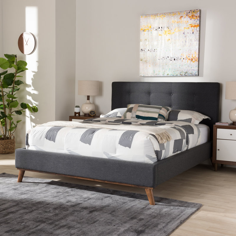 Worcester Upholstered Platform Bed, Queen, Dark Gray