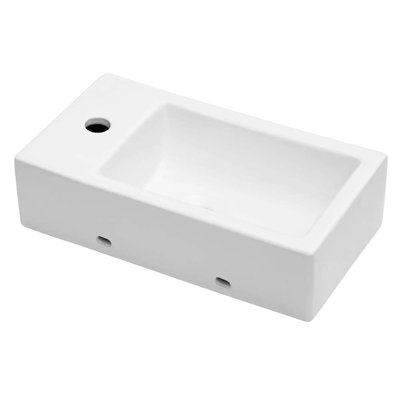 18X10 Inch Ceramic Bathroom Sink - Wall Mount, White, Stain-, Elegant Option Mounted 18X10, Practical Solution