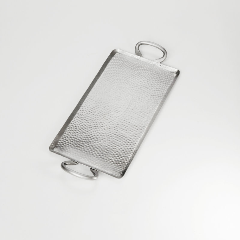 Hammered Stainless Steel Rectangular Griddle with Loop Handles