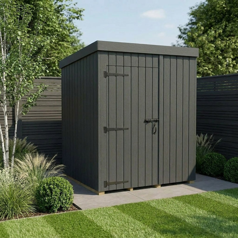 Total Sheds 5ft x 5ft Composite Pent Garden Shed - Single Door - No Windows - EPDM Rubber Roof - UK Manufactured