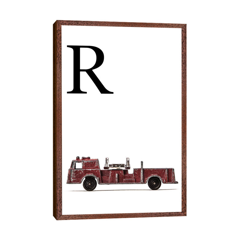 R Fire Engine Letter 1 Piece Wall Art on Canvas, 101.6 cm H x 66.04 cm W, Classic Brown Wood Framed