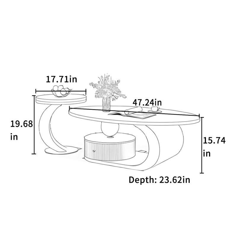 Table basse Simple Style, H 15,74 po x L 47,24 po x l 23,62 po