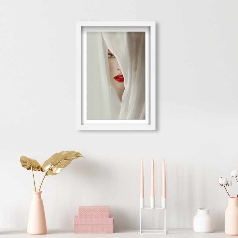 Secret Under Silk Print by Oliver Gal, 16.5"H x 11.5"W, White Shadowbox