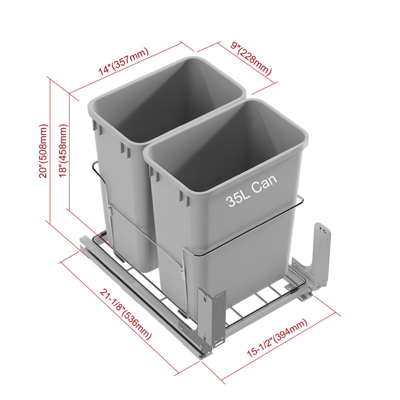 Open Pull Out Trash Can, 18