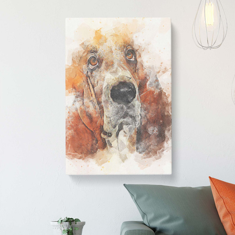 Basset Hound in Abstract - Wrapped Canvas, 76cm H x 50cm W x 3cm D