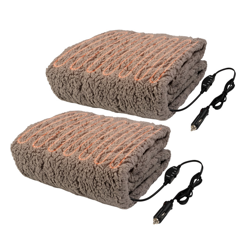 Ensemble de 2 couvertures chauffantes pour voiture, camion, véhicule récréatif ou camping Stalwart, Gris