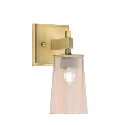 Bliven Wall Sconce, New Age Brass Finish, 4.5" W x 6.5" H Blue Gradient Glass
